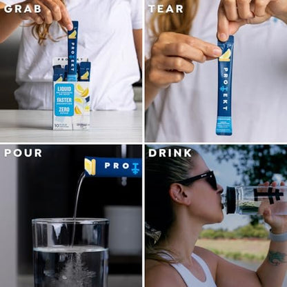 PROTEKT Elektrolyt-Päckchen für Erholung & Hydration | Organische & zuckerfreie Elektrolyt-Getränke | Wirkt schneller als Pulvergetränk | Flüssiges Hydrationsgetränk für unterwegs | Limonade, 10er-Pack