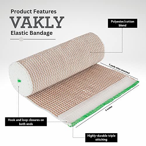 Vakly Elastische Binde 6" x 5 Yards (10er-Pack) – Selbstschließende Kompressionsbandage für Knie, Knöchel & Handgelenk, Erste-Hilfe-Binde für Sport, Verstauchungen und alltägliche Unterstützung