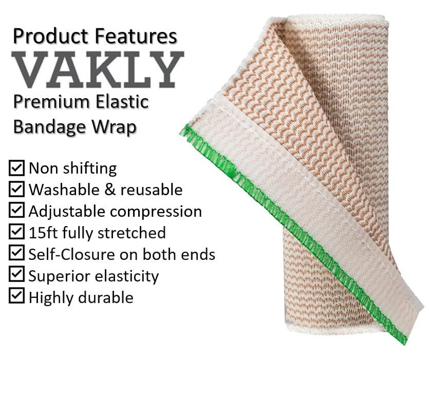 Vakly Elastische Binde 6" x 5 Yards (10er-Pack) – Selbstschließende Kompressionsbandage für Knie, Knöchel & Handgelenk, Erste-Hilfe-Binde für Sport, Verstauchungen und alltägliche Unterstützung