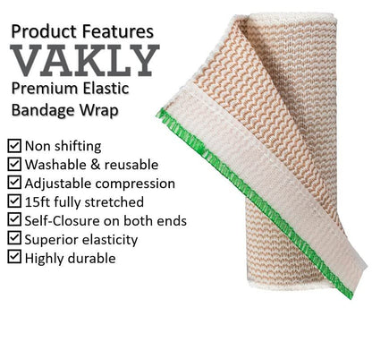 Vakly Elastische Binde 6" x 5 Yards (10er-Pack) – Selbstschließende Kompressionsbandage für Knie, Knöchel & Handgelenk, Erste-Hilfe-Binde für Sport, Verstauchungen und alltägliche Unterstützung