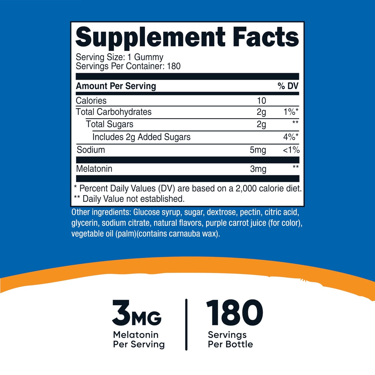Nutricost Melatonin 3mg Gummibärchen, 180 Stück, Erdbeergeschmack - Glutenfrei, Nicht-GVO, Ohne Maissirup