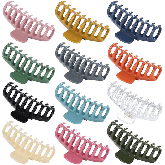 12-teilige Haarkrallen-Clips, groß 4,3 Zoll, stilvolle Haarspangen in 12 Farben für Damen
