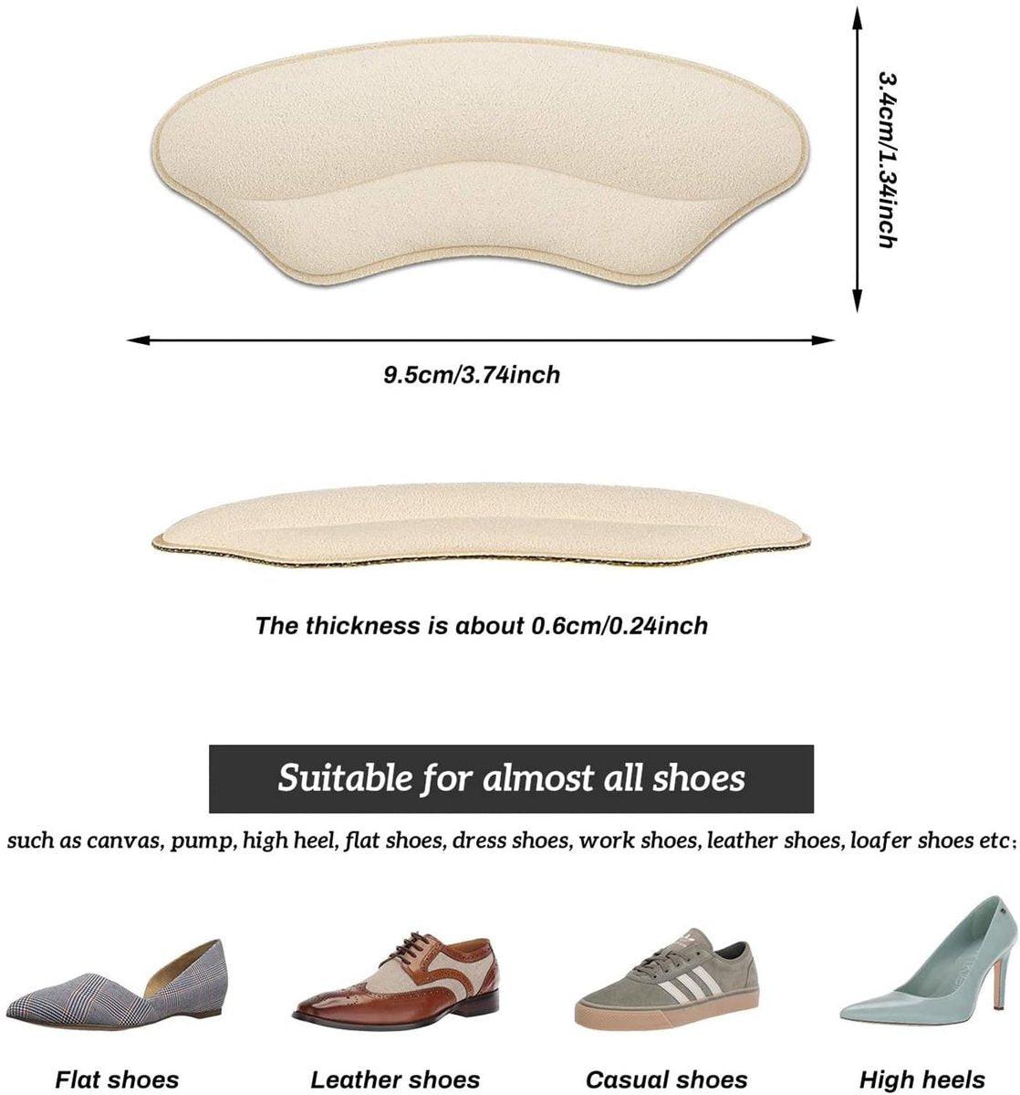 Fersenpolster Einlegesohlen für zu große Schuhe – 4 Paar (Apricot+Schwarz) – MATIE FIX