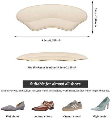 Fersenpolster Einlegesohlen für zu große Schuhe – 4 Paar (Apricot+Schwarz) – MATIE FIX
