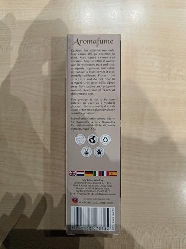 Weihrauch & Myrrhe Naturharz-Mistspray von Aromafume | 100 ml / 3,3 oz | Ideal für Tiefenentspannung, Spiritualität & Rituale | Hergestellt mit reinem Harz aus Somalia | Alkoholfrei, ungiftig & vegan
