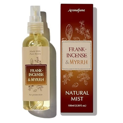 Weihrauch & Myrrhe Naturharz-Mistspray von Aromafume | 100 ml / 3,3 oz | Ideal für Tiefenentspannung, Spiritualität & Rituale | Hergestellt mit reinem Harz aus Somalia | Alkoholfrei, ungiftig & vegan