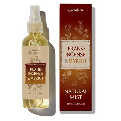 Weihrauch & Myrrhe Naturharz-Mistspray von Aromafume | 100 ml / 3,3 oz | Ideal für Tiefenentspannung, Spiritualität & Rituale | Hergestellt mit reinem Harz aus Somalia | Alkoholfrei, ungiftig & vegan