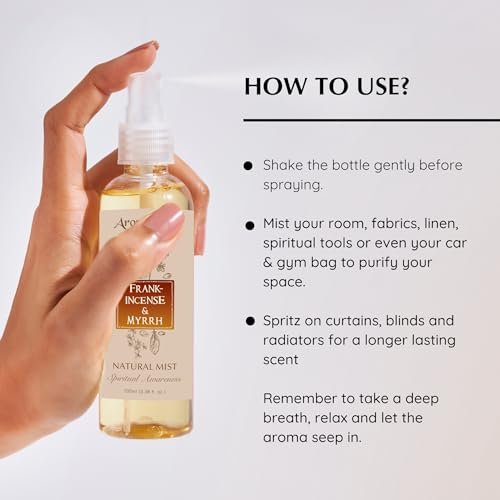 Weihrauch & Myrrhe Naturharz-Mistspray von Aromafume | 100 ml / 3,3 oz | Ideal für Tiefenentspannung, Spiritualität & Rituale | Hergestellt mit reinem Harz aus Somalia | Alkoholfrei, ungiftig & vegan