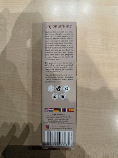 Weihrauch & Myrrhe Naturharz-Mistspray von Aromafume | 100 ml / 3,3 oz | Ideal für Tiefenentspannung, Spiritualität & Rituale | Hergestellt mit reinem Harz aus Somalia | Alkoholfrei, ungiftig & vegan