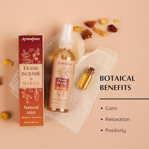 Weihrauch & Myrrhe Naturharz-Mistspray von Aromafume | 100 ml / 3,3 oz | Ideal für Tiefenentspannung, Spiritualität & Rituale | Hergestellt mit reinem Harz aus Somalia | Alkoholfrei, ungiftig & vegan