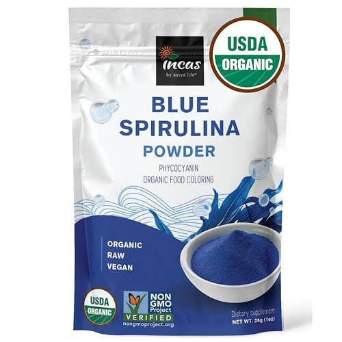 Bio Blue Spirulina Pulver (Phycocyanin Extrakt) – 100% Vegan, ohne Fischgeruch, 28 Portionen, natürliche Lebensmittelfarbe für Smoothies, Backen & Getränke (28 g / 1 Unze)