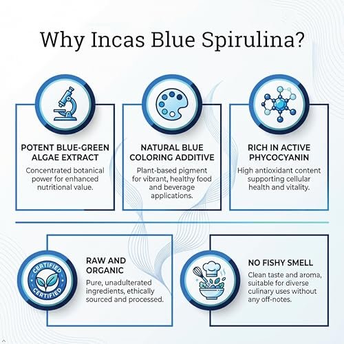 Bio Blue Spirulina Pulver (Phycocyanin Extrakt) – 100% Vegan, ohne Fischgeruch, 28 Portionen, natürliche Lebensmittelfarbe für Smoothies, Backen & Getränke (28 g / 1 Unze)