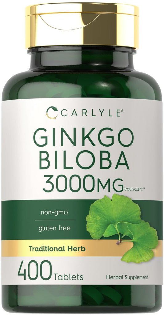 Carlyle Ginkgo Biloba | 400 Tabletten | Nicht-GVO, Glutenfreies pflanzliches Nahrungsergänzungsmittel