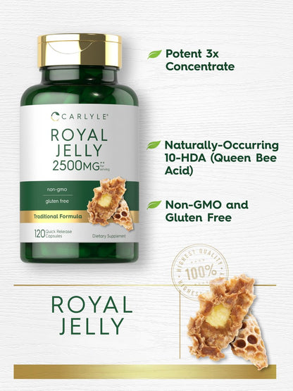 Carlyle Royal Jelly Supplement | 120 Kapseln | Traditionelle Kräuterformel | Nicht-GVO & Glutenfrei