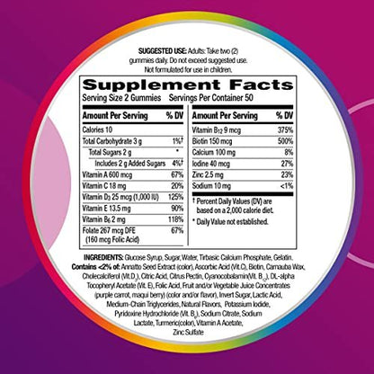 Centrum MultiGummies Gummimultivitamin für Frauen, Multivitamin-/Multimineral-Ergänzung mit Vitamin D3, B und Antioxidantien, gemischter Fruchtgeschmack – 170 Stück