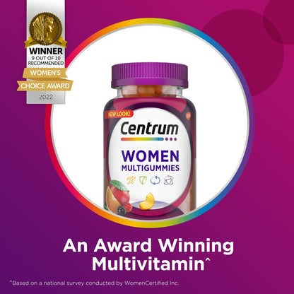 Centrum MultiGummies Gummimultivitamin für Frauen, Multivitamin-/Multimineral-Ergänzung mit Vitamin D3, B und Antioxidantien, gemischter Fruchtgeschmack – 170 Stück