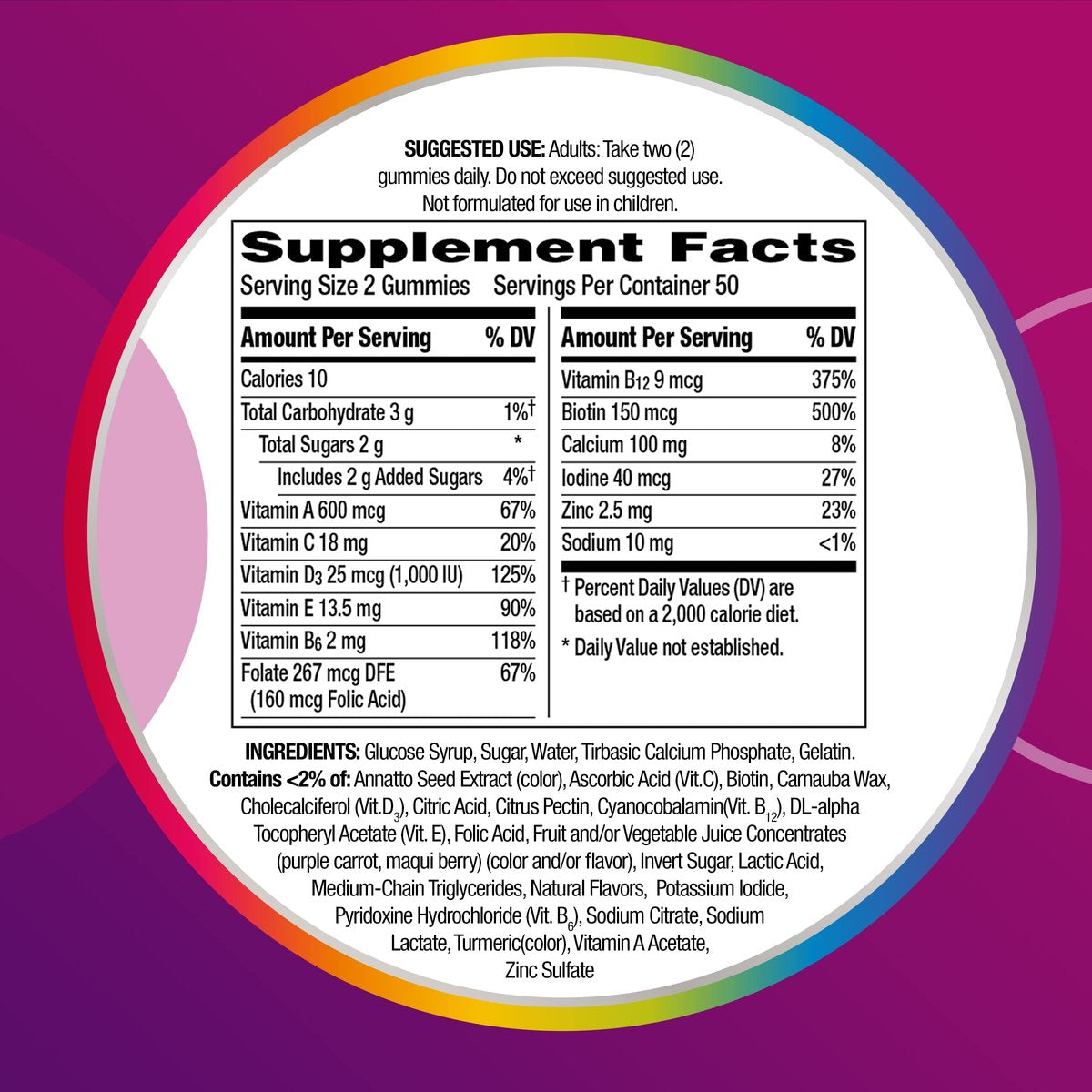 Centrum MultiGummies Gummimultivitamin für Frauen, Multivitamin-/Multimineral-Ergänzung mit Vitamin D3, B und Antioxidantien, gemischter Fruchtgeschmack – 170 Stück