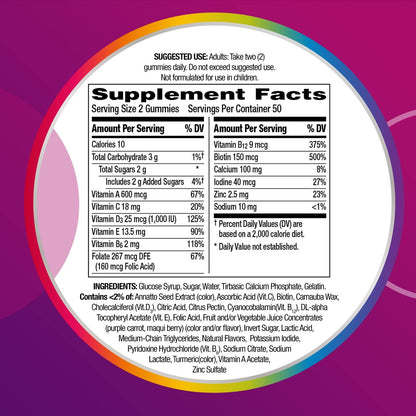 Centrum MultiGummies Gummimultivitamin für Frauen, Multivitamin-/Multimineral-Ergänzung mit Vitamin D3, B und Antioxidantien, gemischter Fruchtgeschmack – 170 Stück