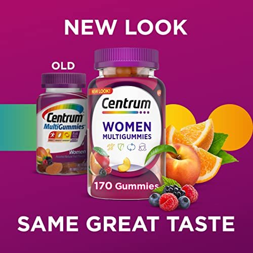 Centrum MultiGummies Gummimultivitamin für Frauen, Multivitamin-/Multimineral-Ergänzung mit Vitamin D3, B und Antioxidantien, gemischter Fruchtgeschmack – 170 Stück