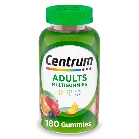 Centrum MultiGummies Gummibärchen Multivitamin für Erwachsene, Multivitamin-/Multimineralpräparat mit den Vitaminen D, B und E, gemischter Fruchtgeschmack - 180 Stück