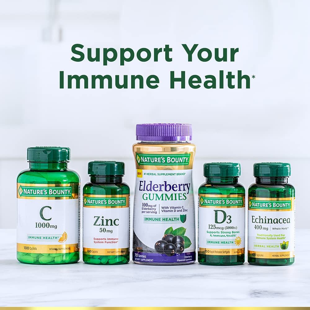 Nature's Bounty Vitamin C 1000 mg – Immunsystem & Antioxidantien, 300 vegetarische Kapseln