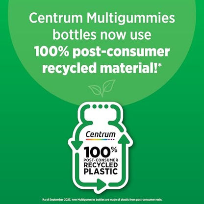 Centrum MultiGummies Gummie-Multivitamin für Männer, Multivitamin-/Mineralstoffpräparat mit Selen, Antioxidantien und Vitamin D3, gemischter Fruchtgeschmack – 170 Stück