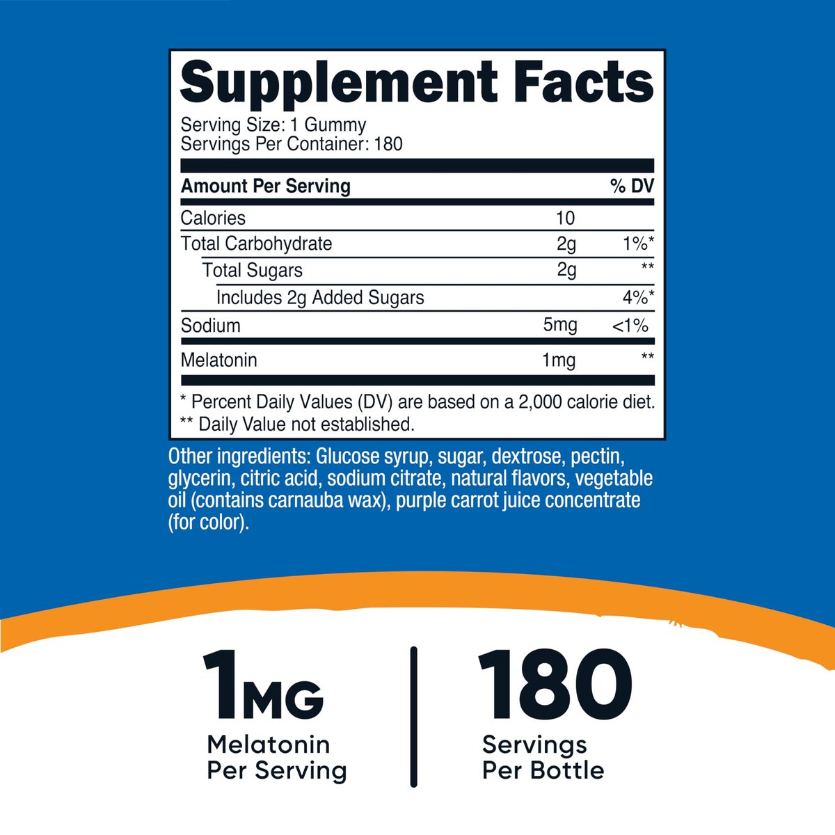Nutricost Melatonin 1mg, 180 Gummis, Erdbeergeschmack – Glutenfrei, Nicht-GVO, Ohne Maissirup