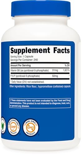 Nutricost P5P Vitamin B6 Supplement 50mg, 240 Kapseln (Pyridoxal-5-Phosphat) - Vegetarierfreundlich, Nicht-GVO, Glutenfrei