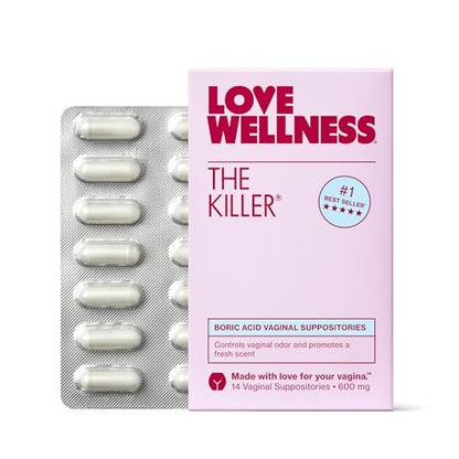 Love Wellness The Killer | Borsäure-Vaginalzäpfchen | pH-Balance & Geruchskontrolle für eine gesunde Vaginalflora | Schnell wirkend & parfümfrei | Sanft & effektiv | 14 Stück