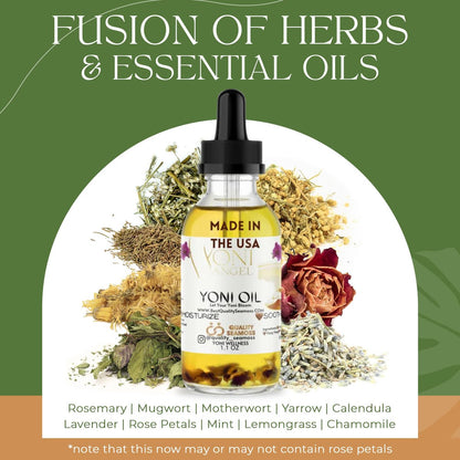 Yoni Oil Natürlich Minzfrisch Femininöl – Trockenheit, reduziert Geruch, stellt pH-Gleichgewicht wieder her, rein natürlich, Kräuter-Yoni-Mischung mit Teebaumöl, Lemongras, Jasmin & Kamillenölen, 30 ml