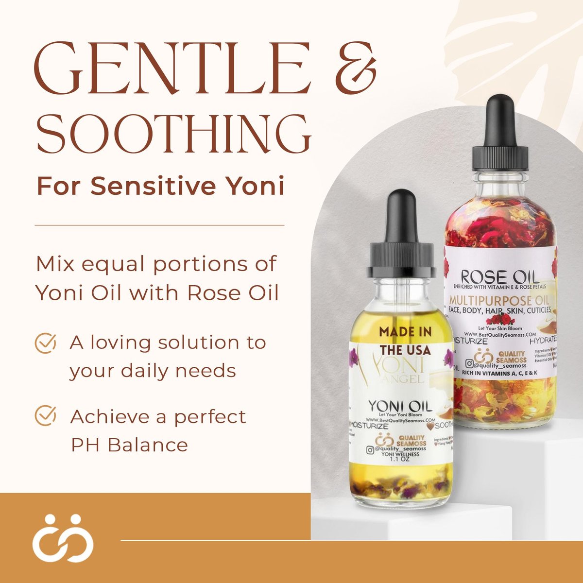 Yoni Oil Natürlich Minzfrisch Femininöl – Trockenheit, reduziert Geruch, stellt pH-Gleichgewicht wieder her, rein natürlich, Kräuter-Yoni-Mischung mit Teebaumöl, Lemongras, Jasmin & Kamillenölen, 30 ml