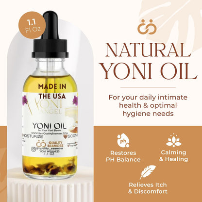 Yoni Oil Natürlich Minzfrisch Femininöl – Trockenheit, reduziert Geruch, stellt pH-Gleichgewicht wieder her, rein natürlich, Kräuter-Yoni-Mischung mit Teebaumöl, Lemongras, Jasmin & Kamillenölen, 30 ml