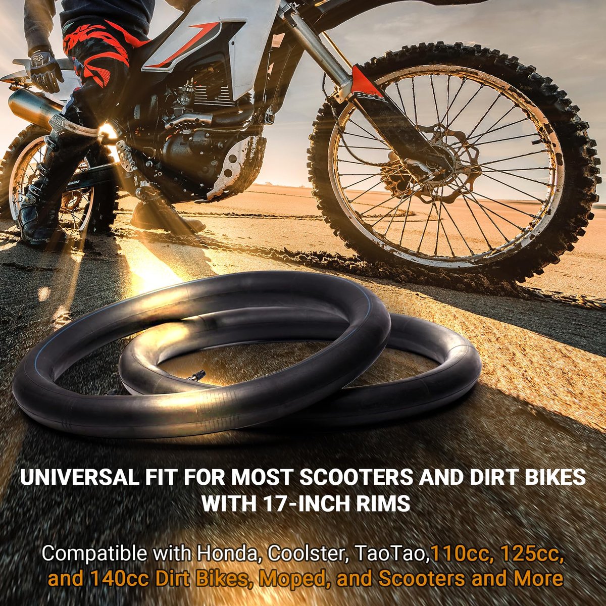 AR-PRO 2er-Pack Motorrad-Innenschläuche 2.50/2.75-17 (70/100-17) – Passend für Honda, Coolster, TaoTao, 110cc, 125cc und 140cc Dirt Bikes, Mopeds und Roller