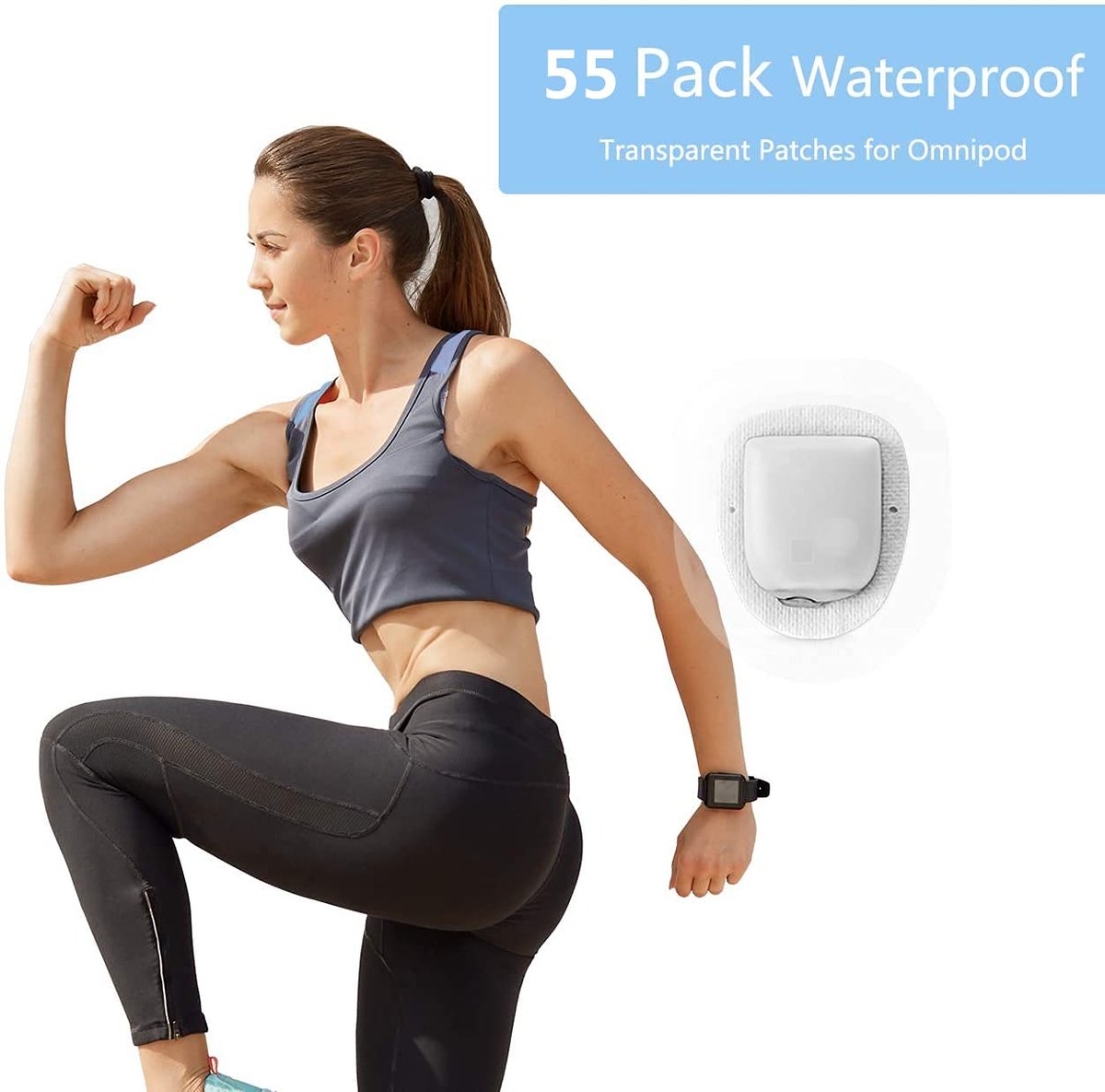 HECHUAN Omnipod 5 Overpatches – 55 Stück transparente wasserdichte Pod Pals, lang anhaltend bis zu 10 Tagen
