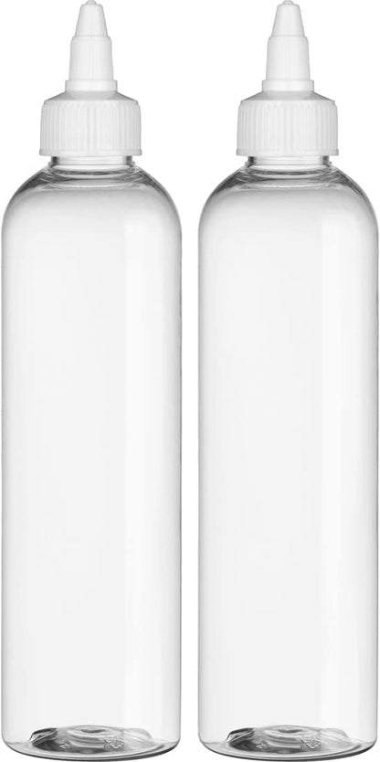 BRIGHTFROM Twist Top Applicator Flaschen, 8 OZ Kristallklar, Quetschbare Leere Plastikflaschen, BPA-frei, PET, Nachfüllbar, Öffnen/Schließen Düse - Mehrzweck (2er Pack)