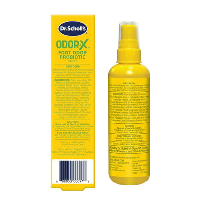 Dr. Scholl's ODOR-X Fußgeruch Probiotischer Spray, 118 ml – Beseitigt sofort schlechte Gerüche und verhindert deren Wiederkehr