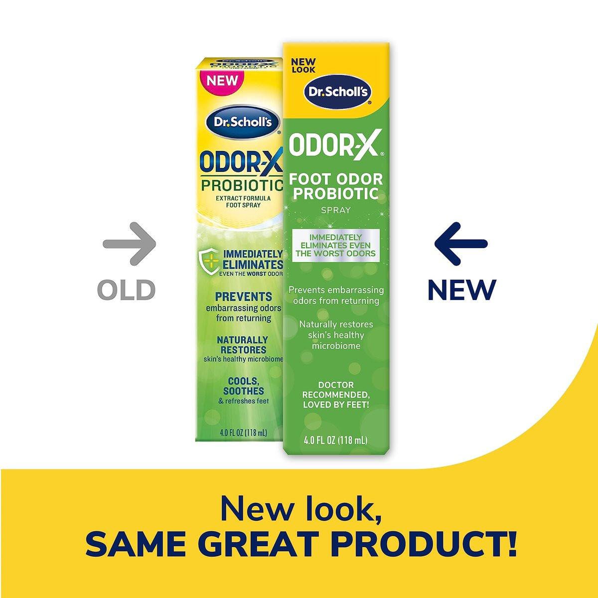 Dr. Scholl's ODOR-X Fußgeruch Probiotischer Spray, 118 ml – Beseitigt sofort schlechte Gerüche und verhindert deren Wiederkehr