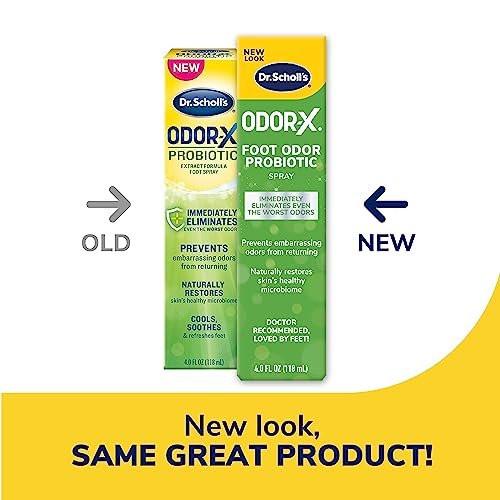 Dr. Scholl's ODOR-X Fußgeruch Probiotischer Spray, 118 ml – Beseitigt sofort schlechte Gerüche und verhindert deren Wiederkehr