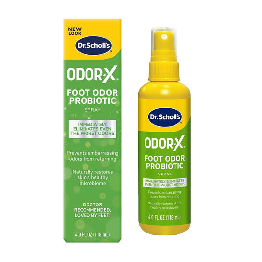 Dr. Scholl's ODOR-X Fußgeruch Probiotischer Spray, 118 ml – Beseitigt sofort schlechte Gerüche und verhindert deren Wiederkehr