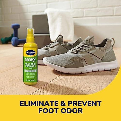 Dr. Scholl's ODOR-X Fußgeruch Probiotischer Spray, 118 ml – Beseitigt sofort schlechte Gerüche und verhindert deren Wiederkehr