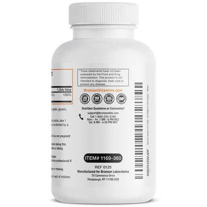 Bronson Vitamin D3 10.000 IE (250 mcg) Hochdosiert – Unterstützt ein gesundes Immunsystem, starke Knochen, Muskeln & Zähne – Non-GMO, 360 Weichkapseln