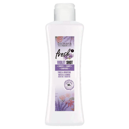 SALERM Biokera Fresh Violet - Violettes Shampoo für blondes, graues, gesträhntes oder gebleichtes Haar - 300 ml - Tont und hellt auf - Erhält die Farbe - Sulfatfrei und parabenfrei