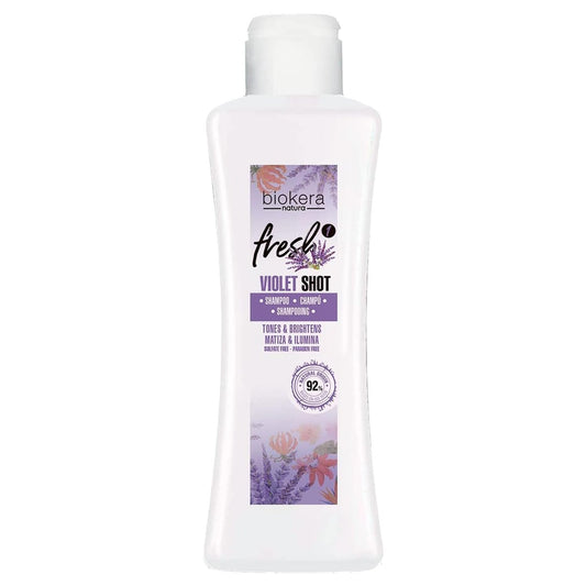 SALERM Biokera Fresh Violet - Violettes Shampoo für blondes, graues, gesträhntes oder gebleichtes Haar - 300 ml - Tont und hellt auf - Erhält die Farbe - Sulfatfrei und parabenfrei
