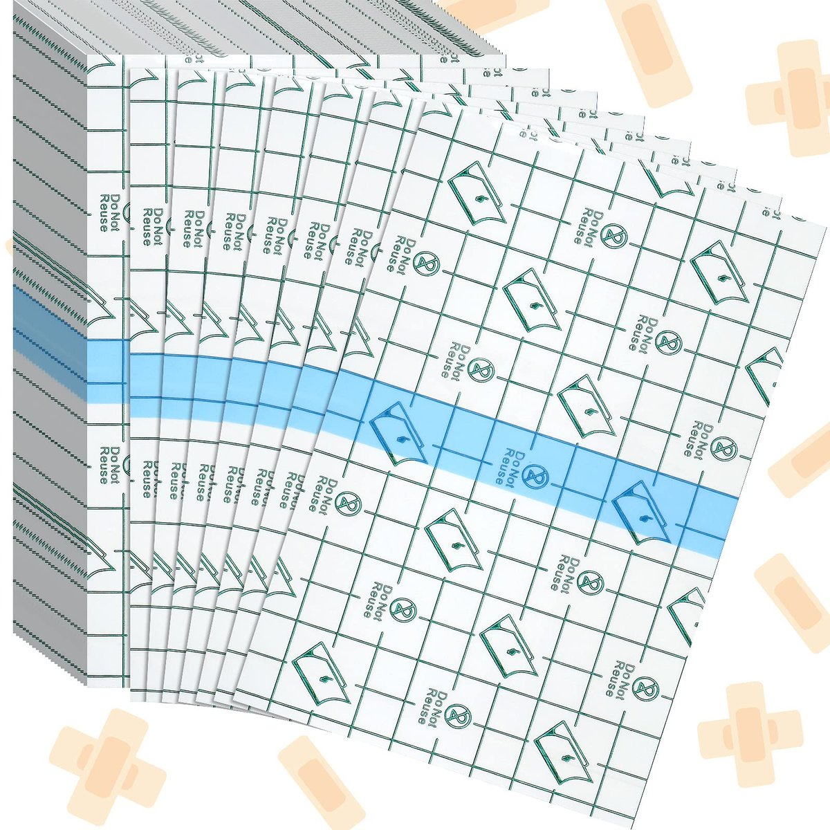 BBTO 50 Stück Transparente, klare, dehnbare, wasserdichte Wundauflagen – Große selbstklebende Folienpflaster (10 x 15 cm)