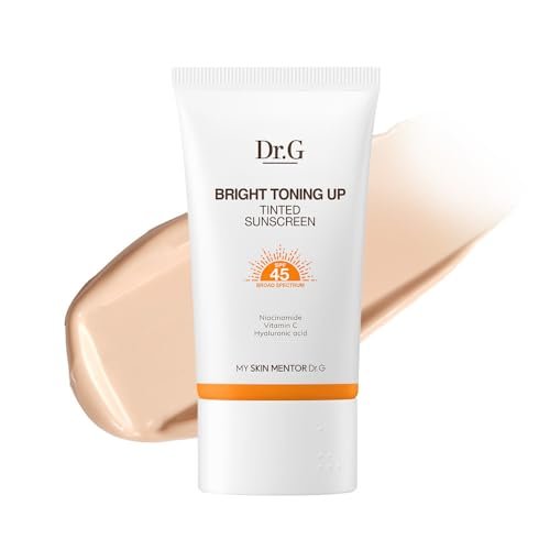 Dr. G Bright Toning Up Tinted Sonnencreme SPF 45 – Leichte getönte Sonnenpflege für alle Hauttypen, mattes Finish, mit Niacinamid & Vitamin C, 50 ml