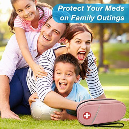 SITHON EpiPen Medizinisches Aufbewahrungsetui Isoliert, Reise-Medikamenten-Organizer-Tasche für 2 EpiPens, Asthma-Inhalator, Antihistaminikum, Auvi-Q, Allergie-Medikamente, Rosa