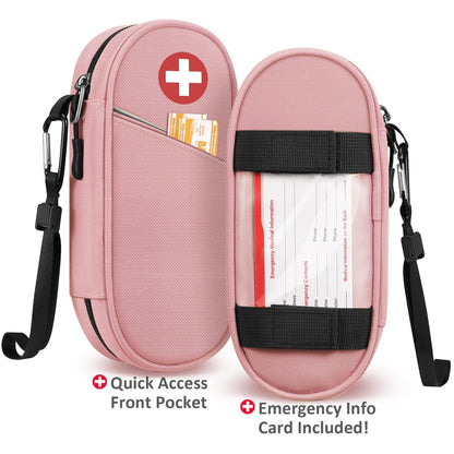 SITHON EpiPen Medizinisches Aufbewahrungsetui Isoliert, Reise-Medikamenten-Organizer-Tasche für 2 EpiPens, Asthma-Inhalator, Antihistaminikum, Auvi-Q, Allergie-Medikamente, Rosa