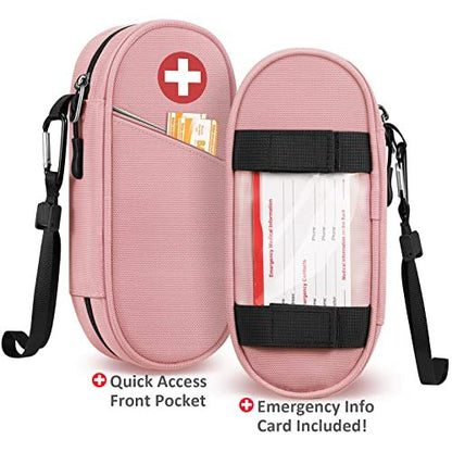 SITHON EpiPen Medizinisches Aufbewahrungsetui Isoliert, Reise-Medikamenten-Organizer-Tasche für 2 EpiPens, Asthma-Inhalator, Antihistaminikum, Auvi-Q, Allergie-Medikamente, Rosa