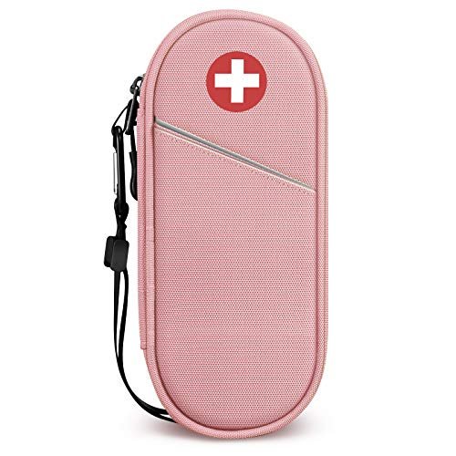 SITHON EpiPen Medizinisches Aufbewahrungsetui Isoliert, Reise-Medikamenten-Organizer-Tasche für 2 EpiPens, Asthma-Inhalator, Antihistaminikum, Auvi-Q, Allergie-Medikamente, Rosa