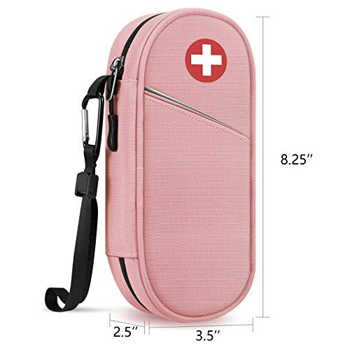 SITHON EpiPen Medizinisches Aufbewahrungsetui Isoliert, Reise-Medikamenten-Organizer-Tasche für 2 EpiPens, Asthma-Inhalator, Antihistaminikum, Auvi-Q, Allergie-Medikamente, Rosa